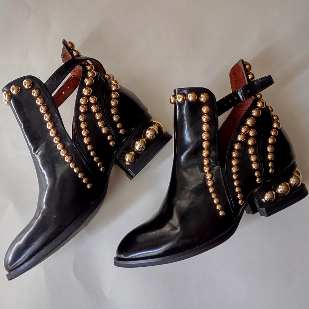 Jeffrey Campbell Gold Studded Black booties